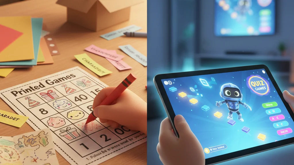 Digital vs. Printed Birthday Party Games: Which Wins for Your Kid's Big Day? 🎮 vs. 🖍️